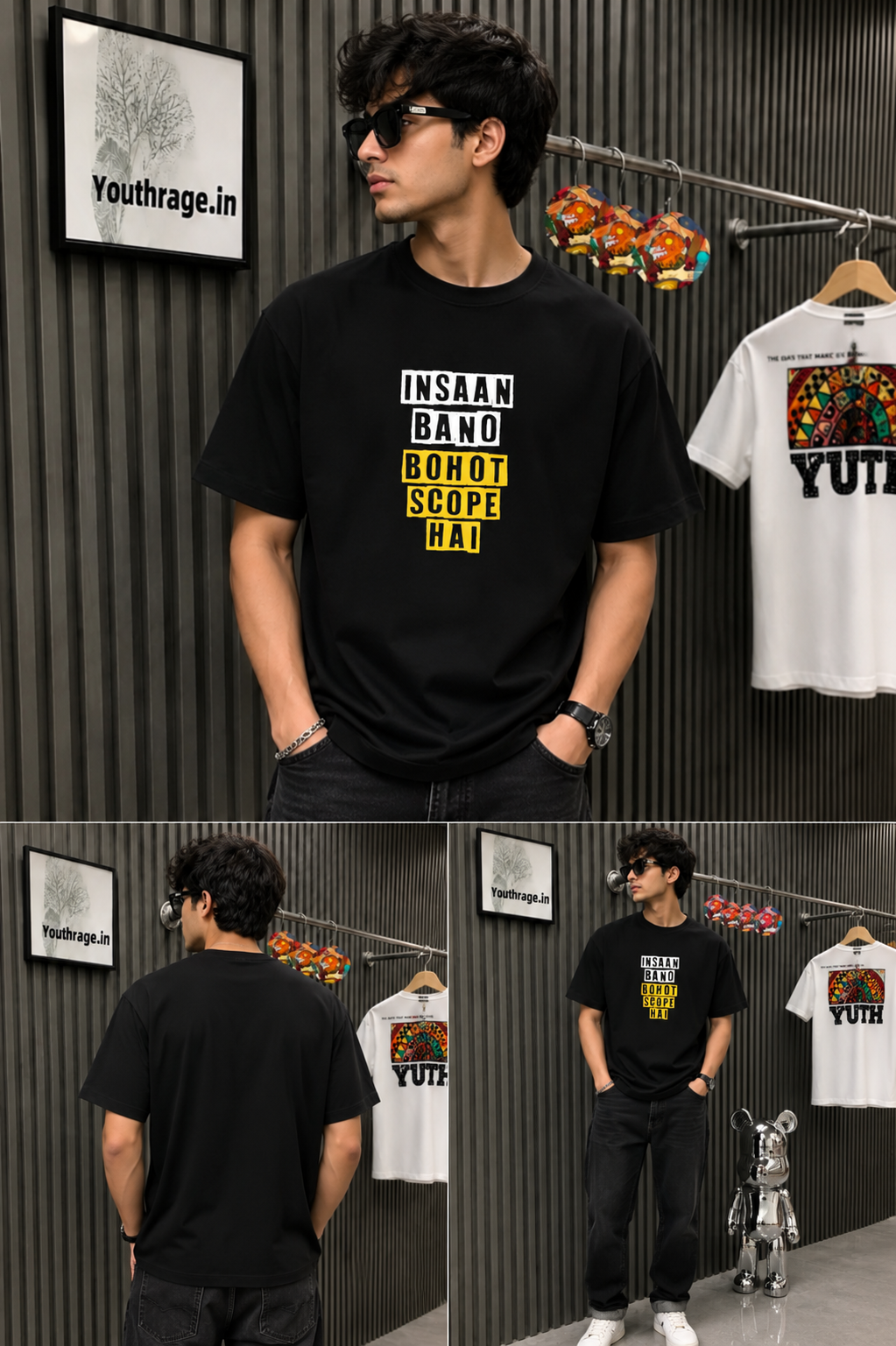 Insaan Bano Bahut Scope Hai – Premium Black Graphic T-Shirt