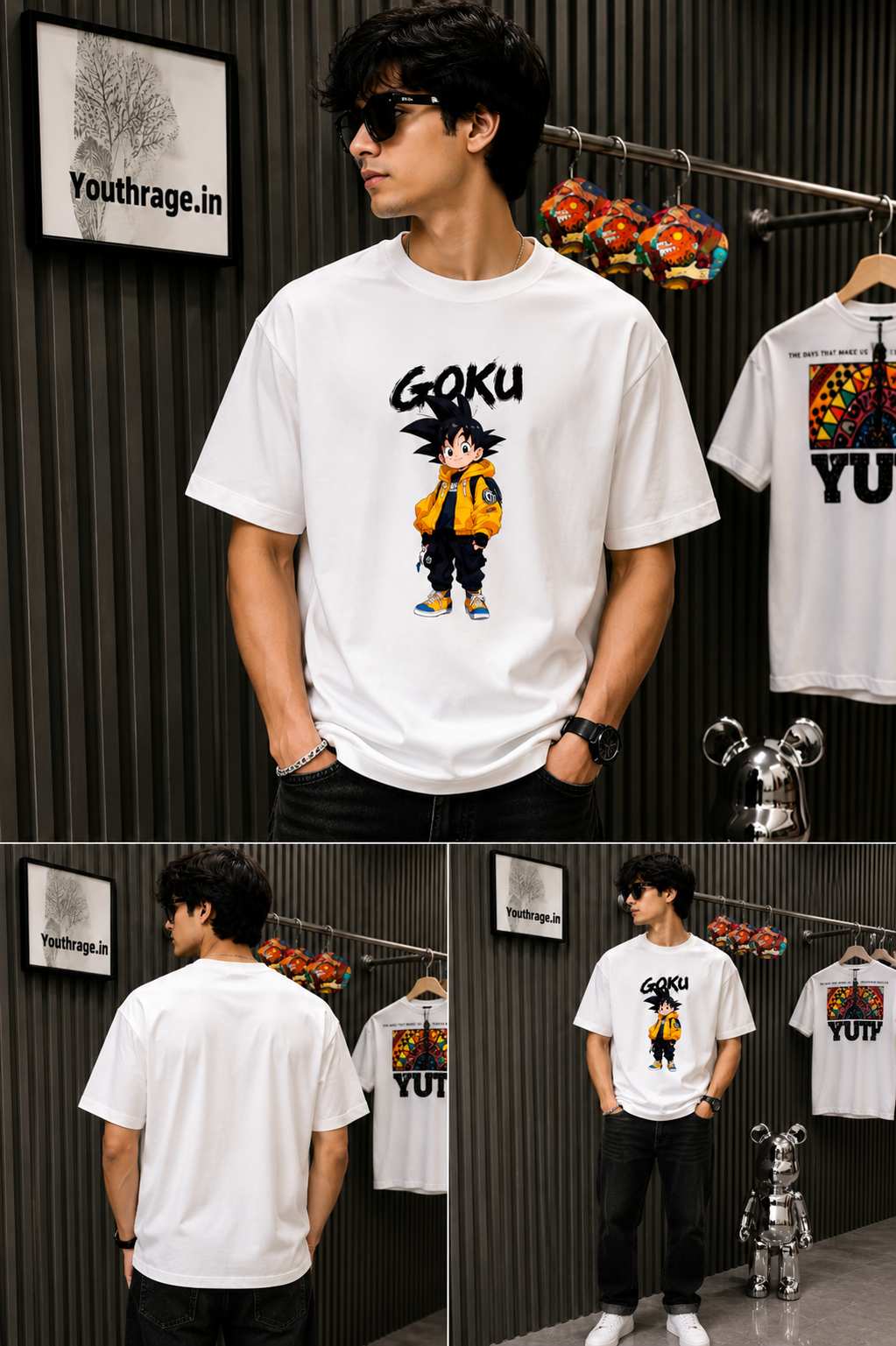 Goku Anime Graphic T-Shirt – Premium White Regular Fit
