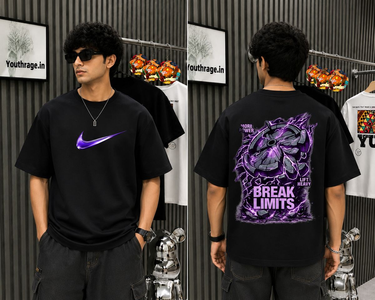 Break Limits Graphic Oversized T-Shirt – Gym & Fitness Streetwear.
