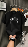 RICH Graphic Oversized T-Shirt for Men | Premium Streetwear Cotton Tee | Aesthetic Minimal Black Unisex T-Shirt 💎🖤