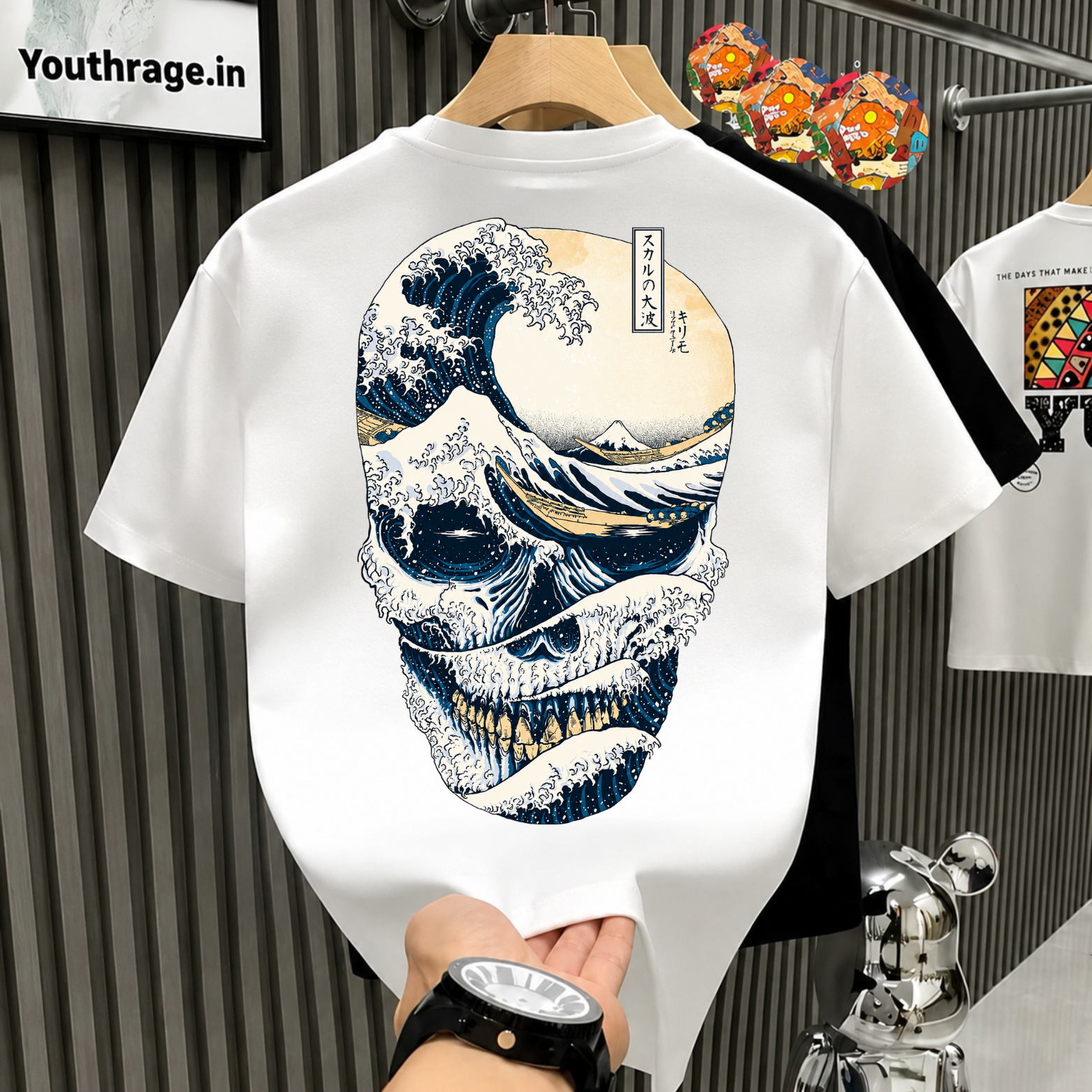 Great Wave Skull Graphic Oversized T-Shirt – Japanese Aesthetic Streetwear |